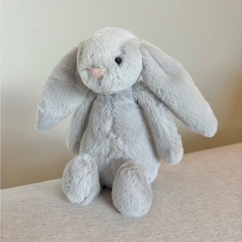 Jellycat Bashful Bunny Mini Plush Stuffed Animal Figure Light Grey Silver Color